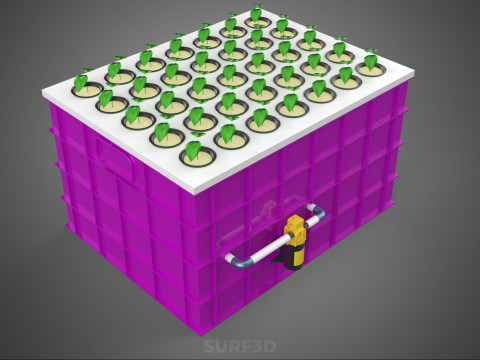 हाइड्रोपोनिक्स एरोपोनिक्स डीडब्ल्यूसी का बढ़ता क्लोन स्टेशन धुंध पंप चक्र 3D मॉडल