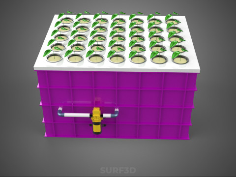 हाइड्रोपोनिक्स एरोपोनिक्स डीडब्ल्यूसी का बढ़ता क्लोन स्टेशन धुंध पंप चक्र 3D मॉडल