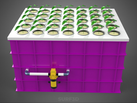 हाइड्रोपोनिक्स एरोपोनिक्स डीडब्ल्यूसी का बढ़ता क्लोन स्टेशन धुंध पंप चक्र 3D मॉडल