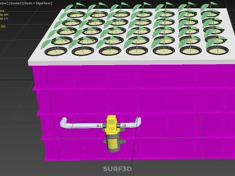 हाइड्रोपोनिक्स एरोपोनिक्स डीडब्ल्यूसी का बढ़ता क्लोन स्टेशन धुंध पंप चक्र 3D मॉडल