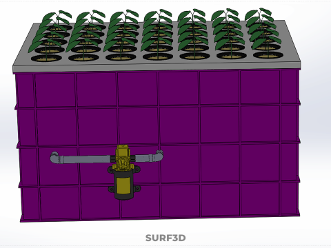 हाइड्रोपोनिक्स एरोपोनिक्स डीडब्ल्यूसी का बढ़ता क्लोन स्टेशन धुंध पंप चक्र 3D मॉडल
