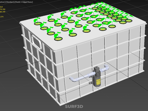 AEROPONIC HYDROPONIC STEINWOLLE-PFLANZKASTEN-POD-KULTURSYSTEM UP 3D Modell