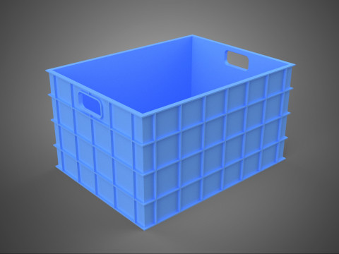 STANDAARD RECHTHOEKIGE BLAUWE KUNSTSTOF KRATDOOS HANDHOUDCONTAINER 3D Model