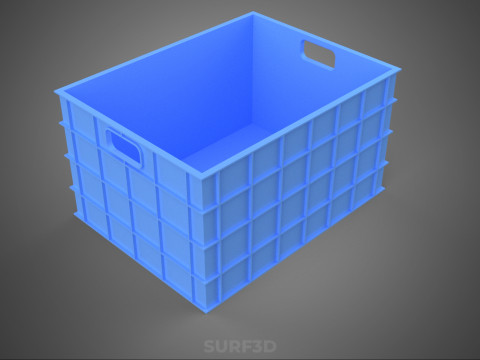 STANDART DİKDÖRTGEN MAVİ PLASTİK KASA KUTUSU EL KONTEYNERI 3D Model
