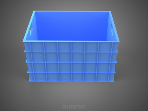 STANDART DİKDÖRTGEN MAVİ PLASTİK KASA KUTUSU EL KONTEYNERI 3D Model