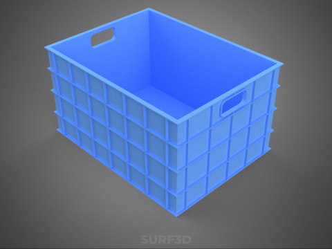 STANDART DİKDÖRTGEN MAVİ PLASTİK KASA KUTUSU EL KONTEYNERI 3D Model