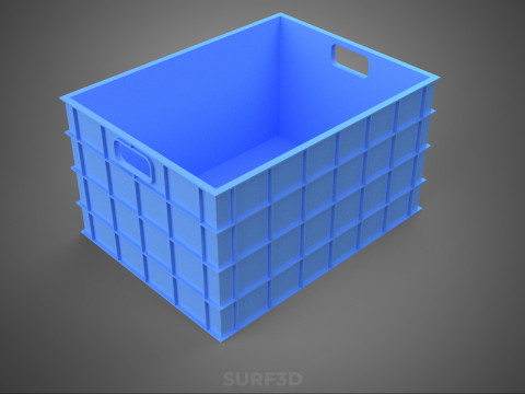 STANDART DİKDÖRTGEN MAVİ PLASTİK KASA KUTUSU EL KONTEYNERI 3D Model