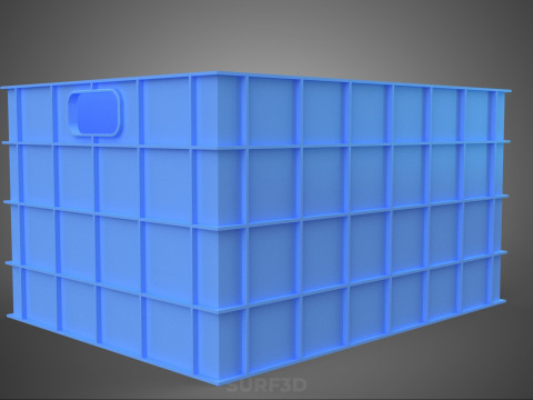 STANDART DİKDÖRTGEN MAVİ PLASTİK KASA KUTUSU EL KONTEYNERI 3D Model