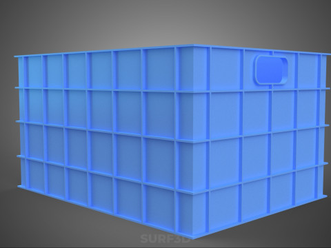 STANDART DİKDÖRTGEN MAVİ PLASTİK KASA KUTUSU EL KONTEYNERI 3D Model