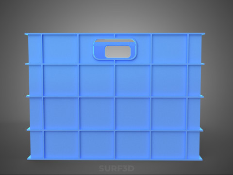 STANDART DİKDÖRTGEN MAVİ PLASTİK KASA KUTUSU EL KONTEYNERI 3D Model