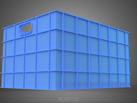 STANDART DİKDÖRTGEN MAVİ PLASTİK KASA KUTUSU EL KONTEYNERI 3D Model