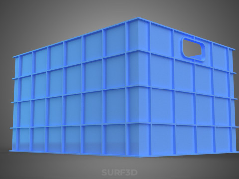 STANDART DİKDÖRTGEN MAVİ PLASTİK KASA KUTUSU EL KONTEYNERI 3D Model