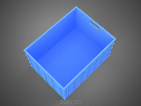 STANDART DİKDÖRTGEN MAVİ PLASTİK KASA KUTUSU EL KONTEYNERI 3D Model