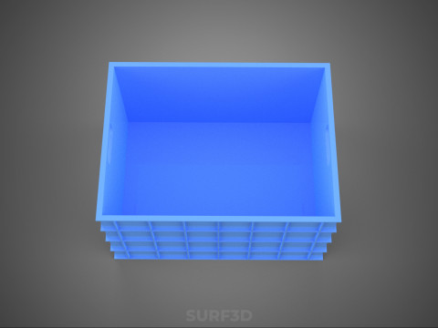 STANDART DİKDÖRTGEN MAVİ PLASTİK KASA KUTUSU EL KONTEYNERI 3D Model