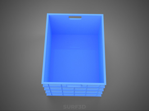 STANDART DİKDÖRTGEN MAVİ PLASTİK KASA KUTUSU EL KONTEYNERI 3D Model