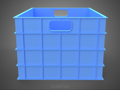 STANDART DİKDÖRTGEN MAVİ PLASTİK KASA KUTUSU EL KONTEYNERI 3D Model