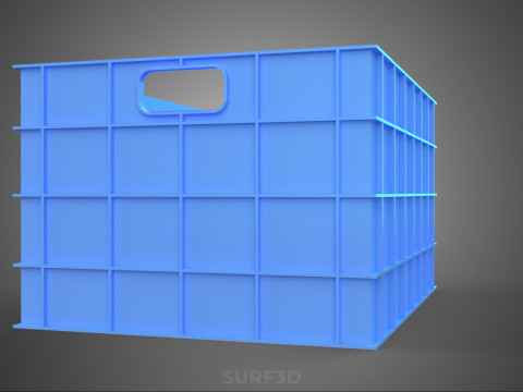 STANDART DİKDÖRTGEN MAVİ PLASTİK KASA KUTUSU EL KONTEYNERI 3D Model