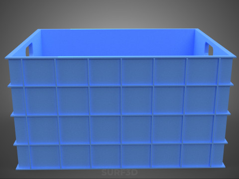 STANDART DİKDÖRTGEN MAVİ PLASTİK KASA KUTUSU EL KONTEYNERI 3D Model