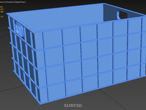 STANDART DİKDÖRTGEN MAVİ PLASTİK KASA KUTUSU EL KONTEYNERI 3D Model