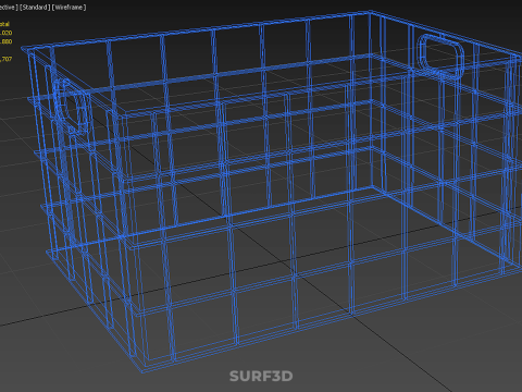 STANDART DİKDÖRTGEN MAVİ PLASTİK KASA KUTUSU EL KONTEYNERI 3D Model