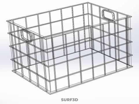 STANDART DİKDÖRTGEN MAVİ PLASTİK KASA KUTUSU EL KONTEYNERI 3D Model