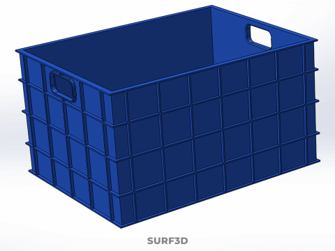 STANDART DİKDÖRTGEN MAVİ PLASTİK KASA KUTUSU EL KONTEYNERI 3D Model