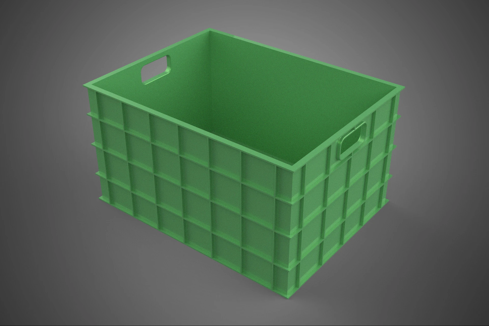 STANDARD SQUARE GREEN MODULAR UTILITY STORAGE PLASTIC CRATE BOX 3D Model .c4d .max .obj .3ds .fbx .stl .blend 