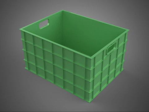 CASSETTA IN PLASTICA PER STOCCAGGIO MODULARE STANDARD QUADRATA VERDE Modello 3D