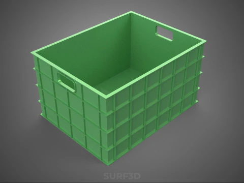 STANDARD SQUARE GREEN MODULAR UTILITY STORAGE PLASTIC CRATE BOX 3D Model