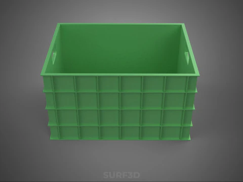STANDARD SQUARE GREEN MODULAR UTILITY STORAGE PLASTIC CRATE BOX 3D Model