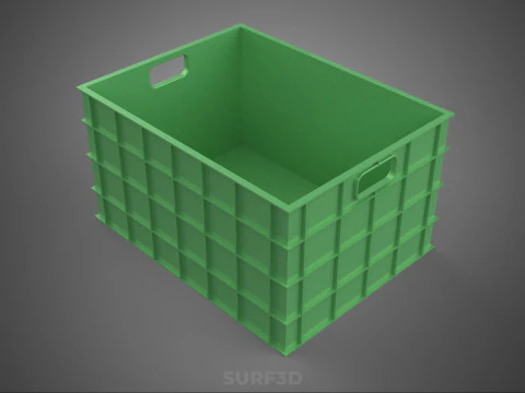 STANDARD SQUARE GREEN MODULAR UTILITY STORAGE PLASTIC CRATE BOX 3D Model