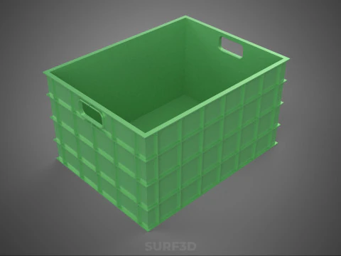 STANDARD SQUARE GREEN MODULAR UTILITY STORAGE PLASTIC CRATE BOX 3D Model