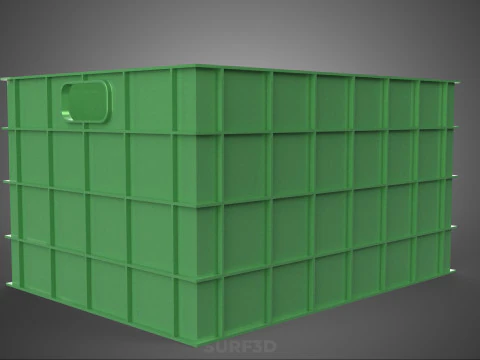 STANDARD SQUARE GREEN MODULAR UTILITY STORAGE PLASTIC CRATE BOX 3D Model