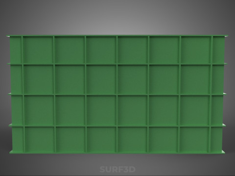СТАНДАРТНЫЙ КВАДРАТНЫЙ ЗЕЛЕНЫЙ МОДУЛЬНЫЙ ПЛАСТИКОВЫЙ ЯЩИК ДЛЯ ХРАНЕНИЯ УТИЛИТОВ 3D Модель