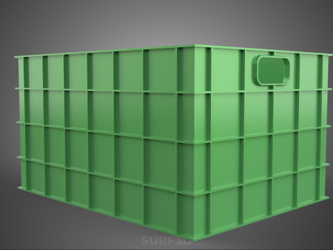 СТАНДАРТНЫЙ КВАДРАТНЫЙ ЗЕЛЕНЫЙ МОДУЛЬНЫЙ ПЛАСТИКОВЫЙ ЯЩИК ДЛЯ ХРАНЕНИЯ УТИЛИТОВ 3D Модель