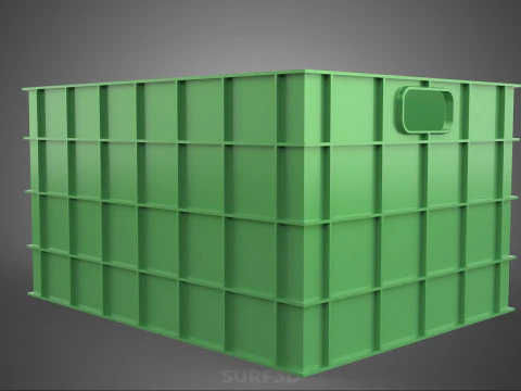 STANDARD SQUARE GREEN MODULAR UTILITY STORAGE PLASTIC CRATE BOX 3D Model