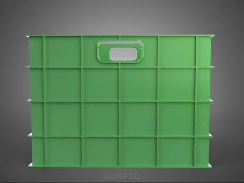 STANDARD SQUARE GREEN MODULAR UTILITY STORAGE PLASTIC CRATE BOX 3D Model