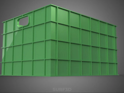 STANDARD SQUARE GREEN MODULAR UTILITY STORAGE PLASTIC CRATE BOX 3D Model