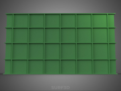 СТАНДАРТНЫЙ КВАДРАТНЫЙ ЗЕЛЕНЫЙ МОДУЛЬНЫЙ ПЛАСТИКОВЫЙ ЯЩИК ДЛЯ ХРАНЕНИЯ УТИЛИТОВ 3D Модель