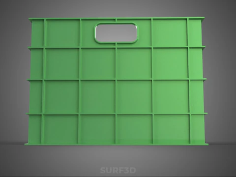 STANDARD SQUARE GREEN MODULAR UTILITY STORAGE PLASTIC CRATE BOX 3D Model