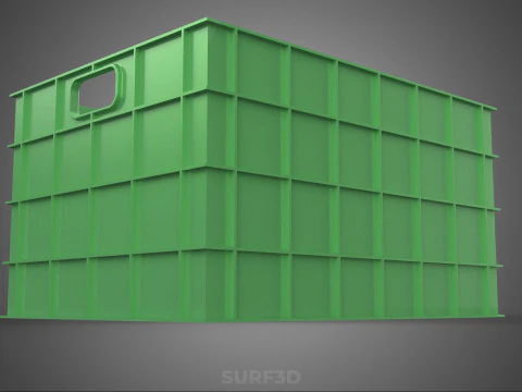 STANDARD SQUARE GREEN MODULAR UTILITY STORAGE PLASTIC CRATE BOX 3D Model
