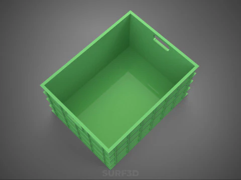 STANDARD SQUARE GREEN MODULAR UTILITY STORAGE PLASTIC CRATE BOX 3D Model