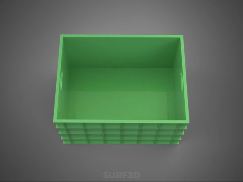 STANDARD SQUARE GREEN MODULAR UTILITY STORAGE PLASTIC CRATE BOX 3D Model