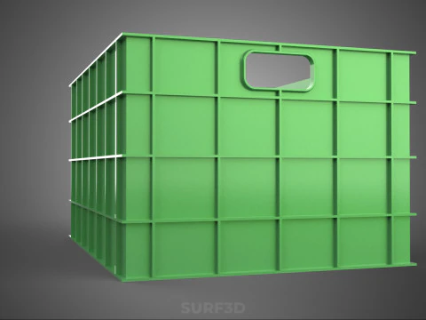 STANDARD SQUARE GREEN MODULAR UTILITY STORAGE PLASTIC CRATE BOX 3D Model