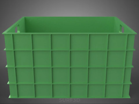 STANDARD SQUARE GREEN MODULAR UTILITY STORAGE PLASTIC CRATE BOX 3D Model