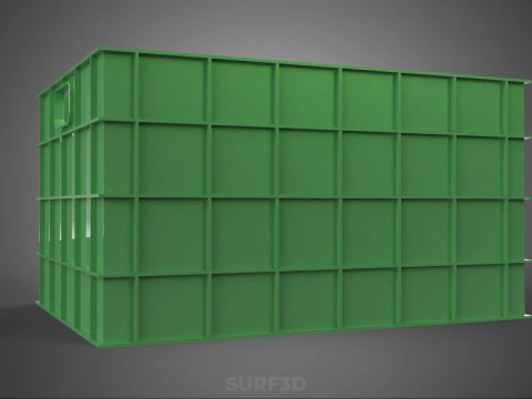 STANDARD SQUARE GREEN MODULAR UTILITY STORAGE PLASTIC CRATE BOX 3D Model