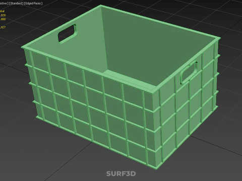 STANDARD SQUARE GREEN MODULAR UTILITY STORAGE PLASTIC CRATE BOX 3D Model