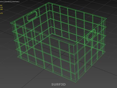 STANDARD SQUARE GREEN MODULAR UTILITY STORAGE PLASTIC CRATE BOX 3D Model