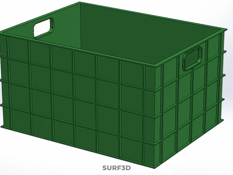 STANDARD SQUARE GREEN MODULAR UTILITY STORAGE PLASTIC CRATE BOX 3D Model