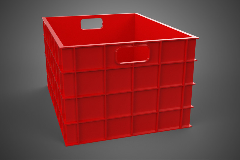 표준 빈 빨간색 컨테이너 유틸리티 보관 플라스틱 상자 상자 3D 모델 .c4d .max .obj .3ds .fbx .stl .blend 